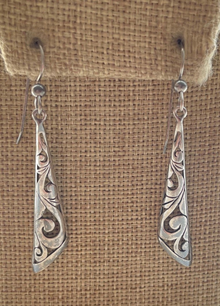 Steampunk Dangle Earrings Scroll Open Cut Column … - image 7