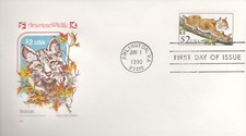1990 First Day of Issue honoring - the Bobcat - Farnam