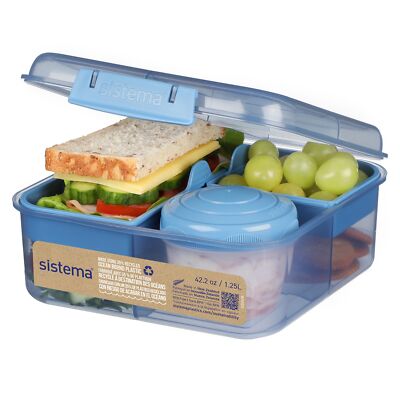 Sistema Ocean Bound Plastic Bento Box Lunch Box with Yoghurt/Fruit Pot 