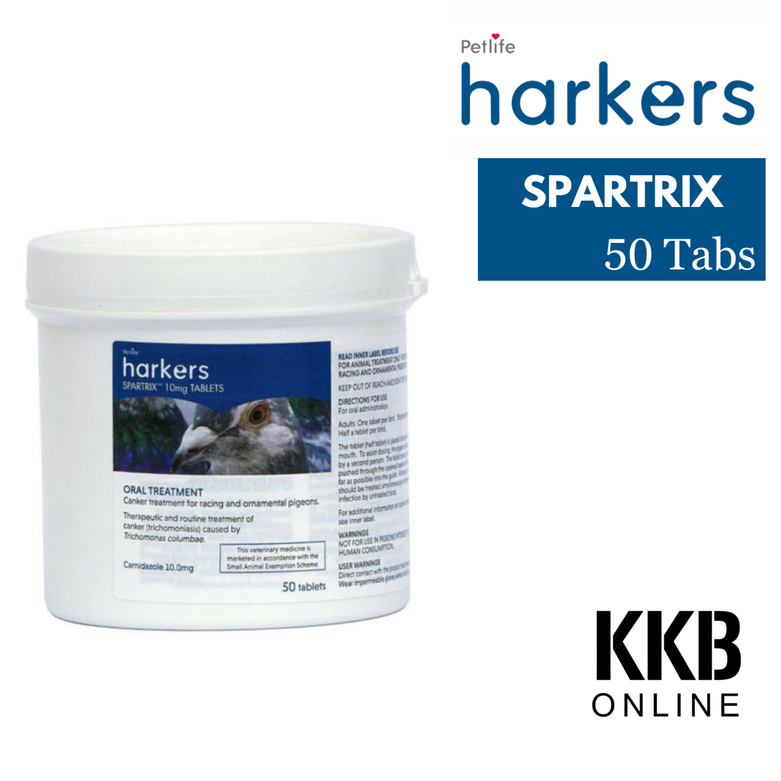 Harkers SPA200 Petlife Canker Treatment for Pigeons 50 Tablets for