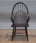 Primitive Early American Style Continuous Arm Windsor Arm Chair Black Finish
