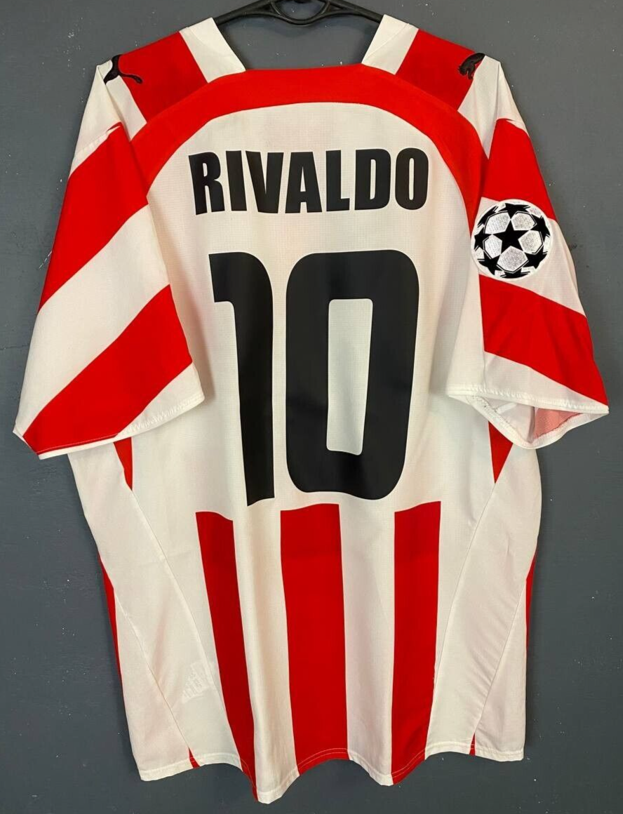MEN'S OLYMPIACOS 2006/2007 RIVALDO #10 UEFA SOCCER FOOTBALL SHIRT