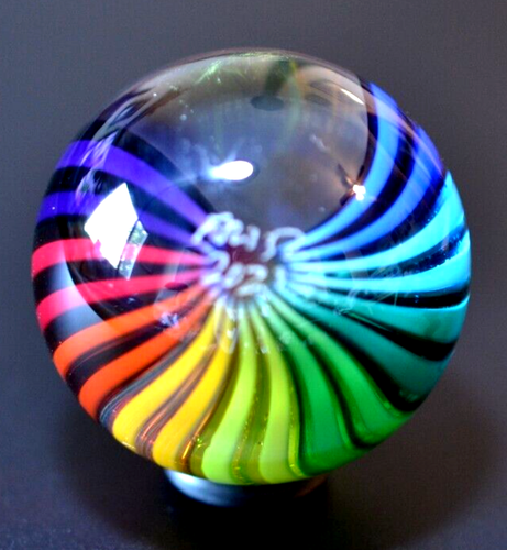 FRITZ LAUENSTEIN GLASS MARBLE/1.642"-PEEK into the RAINBOW-SAPPHIRE,TURQ.,FERN + - Picture 4 of 10