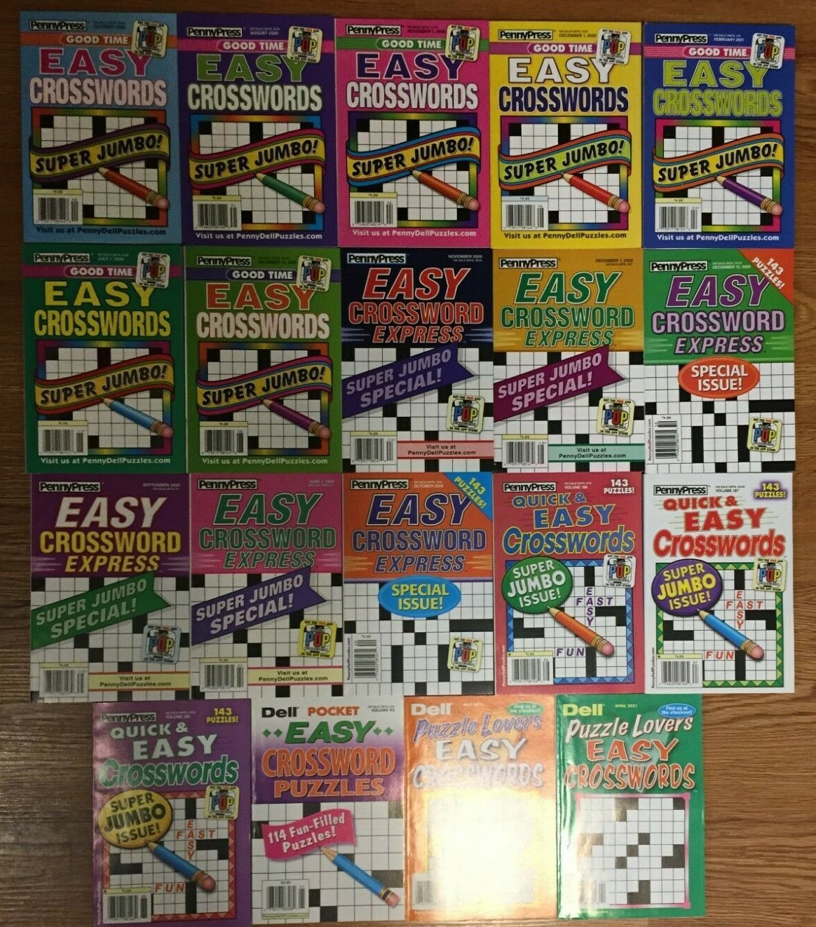 Lot of 4 Dell Penny Press Crossword Puzzle Books Easy Fast Fun Favorite