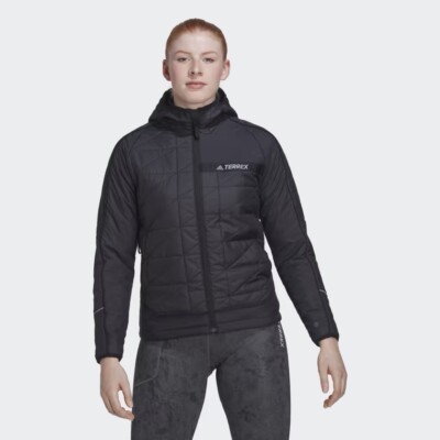 Adidas Terrex Multi isolierte Damenjacke mit Kapuze Mantel schwarz Größe Medium 12-14