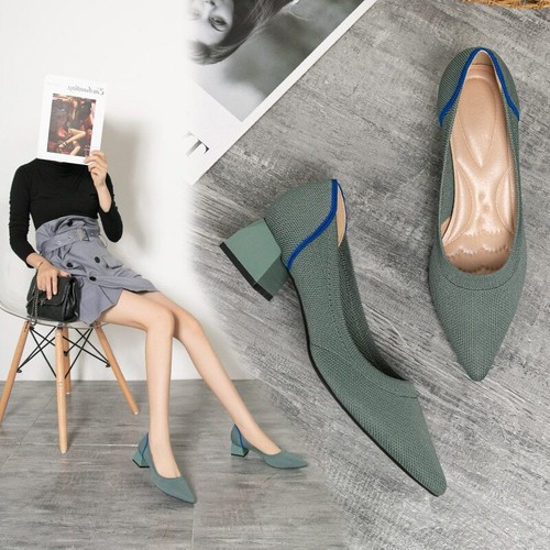 Large Size Women's Pointed High Heels Casual Breathable Woven Pointed Shoes - Picture 4 of 33