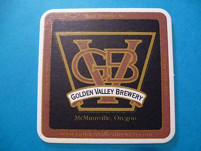 Beer Bar Coaster ~*~ GOLDEN VALLEY Brewery ~ McMinnville, OREGON ~*~ Opened 1993