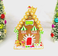 Vintage Style Medium Gingerbread House Red Door Christmas Cottage New