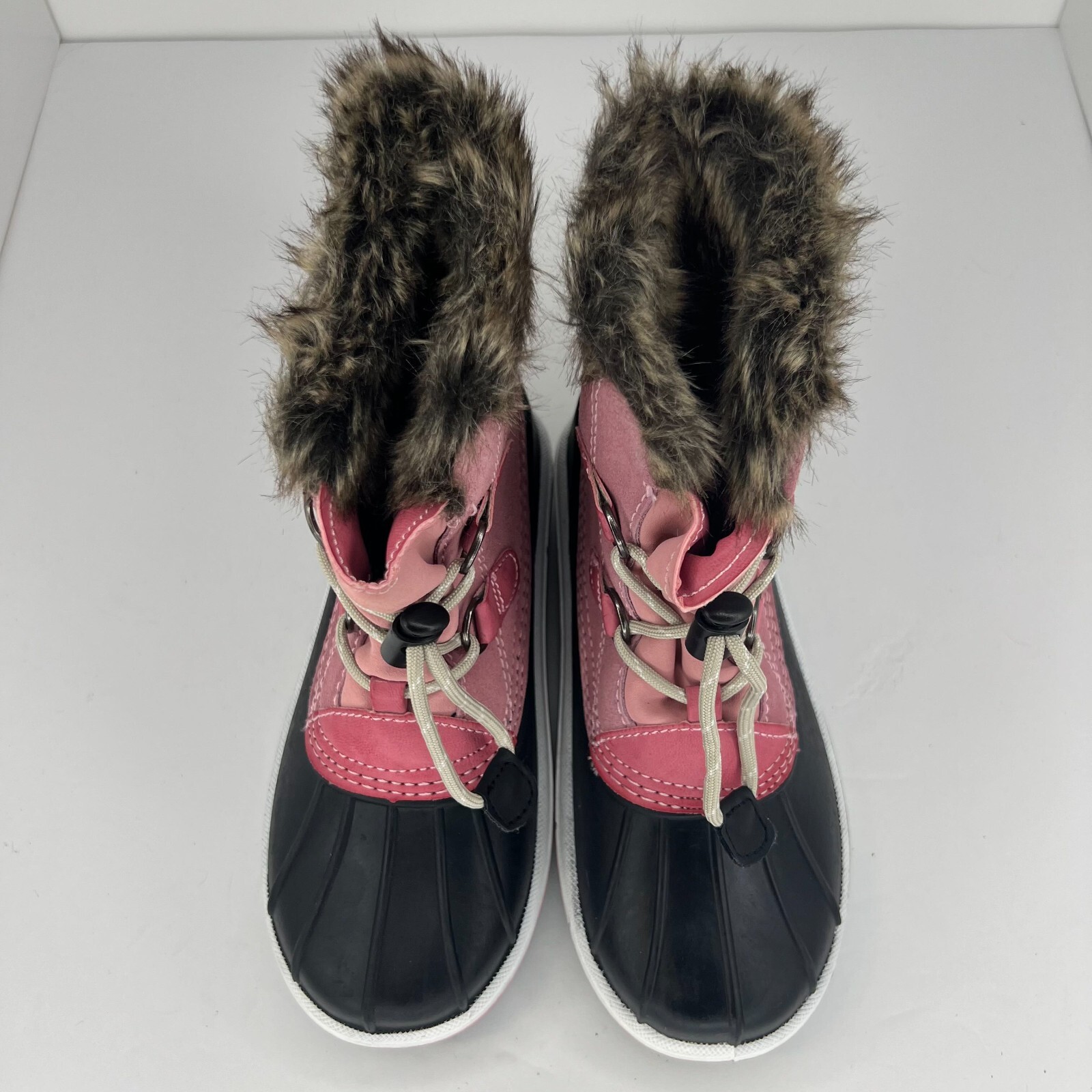 Cat & Jack Unisex Pink Thermolite Youth Leather Lace Up Size 2 Snow Boots image 4