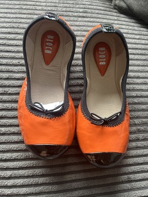Bloch Ballerina Schuhe Lackleder Orange Schwarz Gr 30 Neu