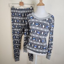 Hanna Andersson Women  s Organic Cotton Pajama Set Penguins Snowflakes Medium