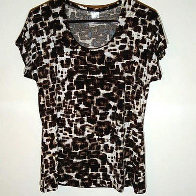 Jockey Women's black white brown Cap Sleeve Blouse. S/P, Stretchy, Office