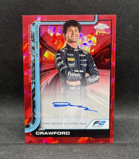 2025 Topps Chrome F1 Sapphire Jak Crawford Red Refractor Auto 1/5 #CAC-CRA