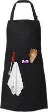 Chef Apron for Men and Women, 31" X 27" Large with 36" Waist Ties, 2 Pockets, Ki