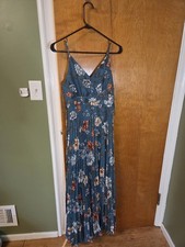 Jessica Simpson Teal Floral Maxi Dress Size Medium