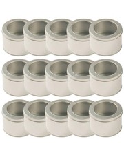 15 PCS 10 OZ Round Metal Tins Clear Window Lids Candle Making Storage