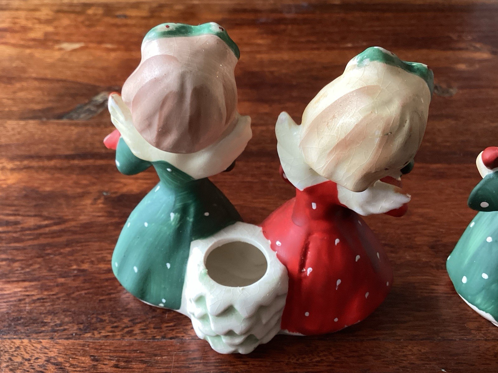 Vintage COMMODORE Set of 2 Ceramic Christmas Candle Holders, Musicians, Girls