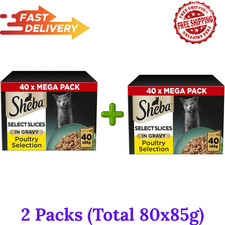 Sheba Select Slices Cat Wet Food - Poultry Selection in Gravy 80x85g (Pack of 2) 4.19 per kilo