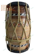 Musical Instrument Inlay Dholak 2 Side Golden Rope Designer Dholak With Bag