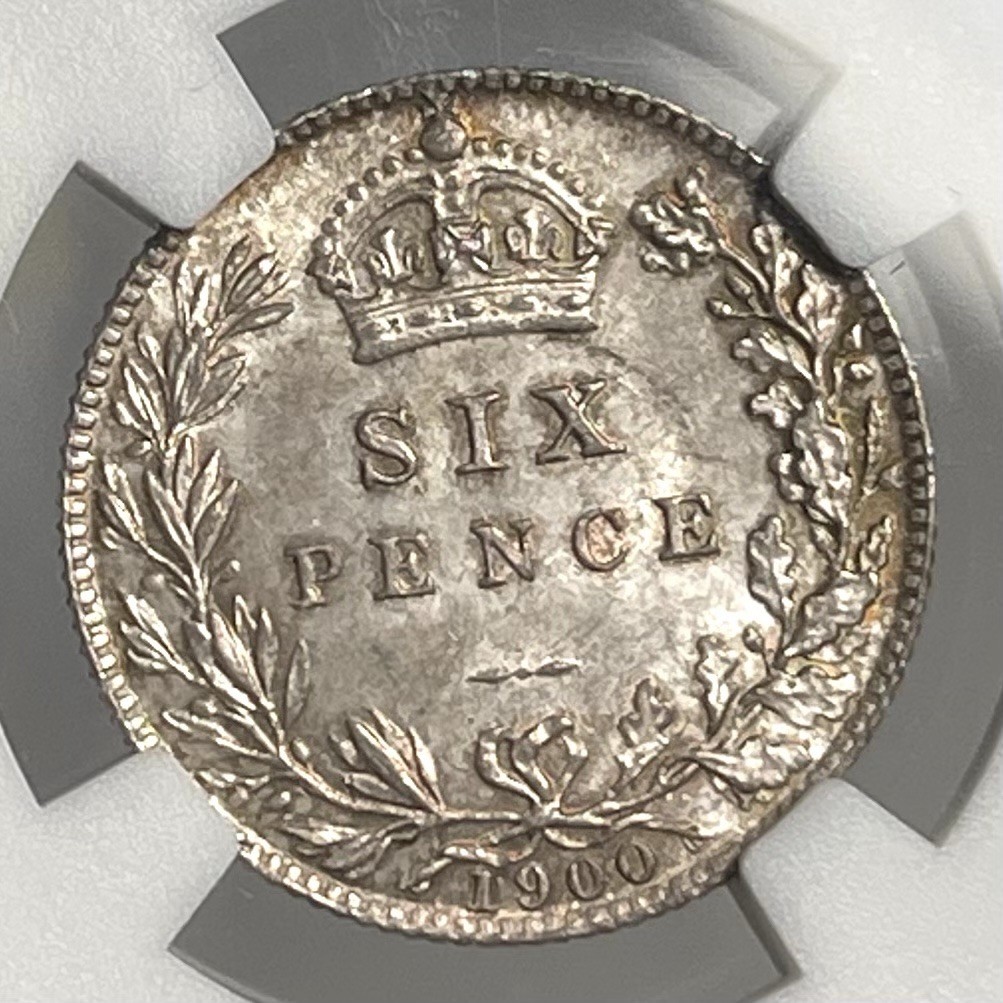 1900 Six Pence 6P England Great Britain NGC MS63 Silver Coin .925