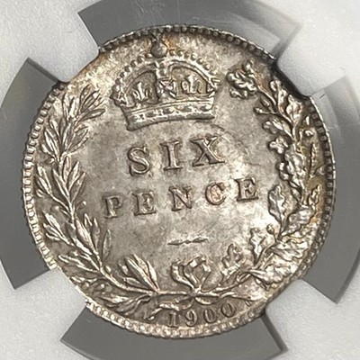 1900 Six Pence 6P England Great Britain NGC MS63 Silver Coin .925
