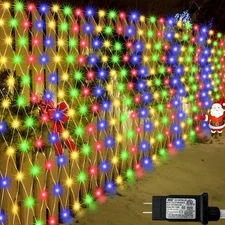 510 LED Christmas Net Lights, 27.9ft x 5ft Mesh Lights Outdoor Clear Wire 8 m...
