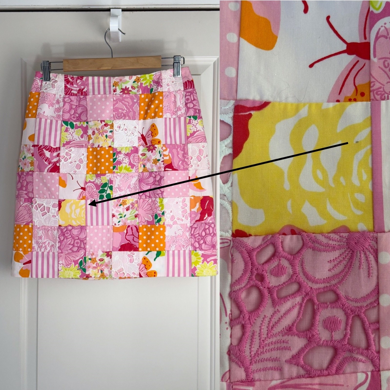 Lilly Pulitzer Pink Mixed Patchwork Lined Skirt S… - image 13