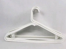 Lot of Used 10 White Plastic Clothes Hangers Standard Adult Size 