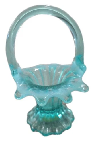 Fenton Art Glass Robins Egg Blue Mini Basket