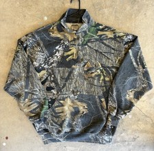 Vintage Jerzees Outdoors Mossy Oak Break Up Camo 1/4 Zip Pullover Size XL