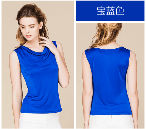 Womens Sleeveless Real Silk Tank Top Slim Fit Summer Blouse T Shirt Fashion Lady - Bild 18 von 35