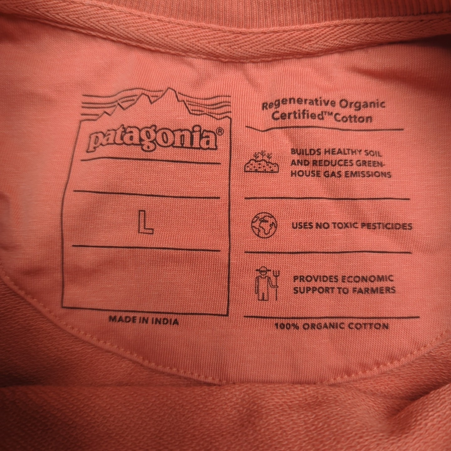Patagonia Crewneck Sweatshirt Mens L – Coral Pink Organic Cotton Jumper thumbnail 6