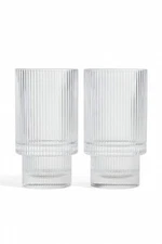 Ribbed Clear Glasses | Set of 4 | 5.5” Tall | Excellent Condition