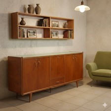 Meuble Vintage Plaqué en Bruyère Design Italie Années 1960 Original