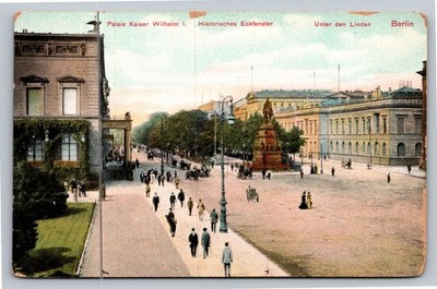 1905 Berlin Unter den Linden Kaiser Wilhelm I Palace Monument Postcard