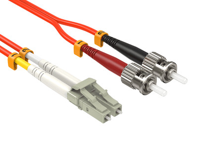 1m OM2 LC to ST UPC Duplex Corning Fiber Optic Cable MultiMode 50/125 OFNR Ra...