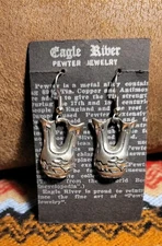 VINTAGE • EAGLE RIVER EARRINGS Fine Pewter & Surgical Steel • NEW OLD STOCK.