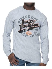 Harley-Davidson Men's Serrate Long Sleeve Cotton-Blend Shirt, Sport Gray
