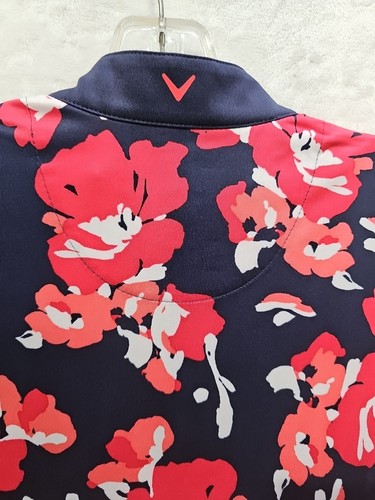 Callaway Opti Dri Short Sleeveless Polo Golf Shirt Women's SL Red Floral 7099 - Picture 13 of 13