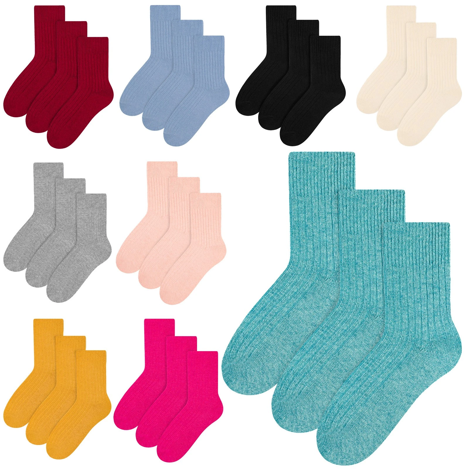 Womens Wool Thermal Socks by Steven , 3 Multi Pack Dress Socks for Winter
