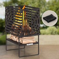 Feuerschale Feuerstelle Terrasse Feuerkorb Garten Schale 66 Cm Holzablage Stahl
