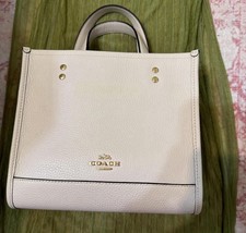 Coach Beige Medium Satchel Top Handle Bag Detachable Strap Magnetic Gold