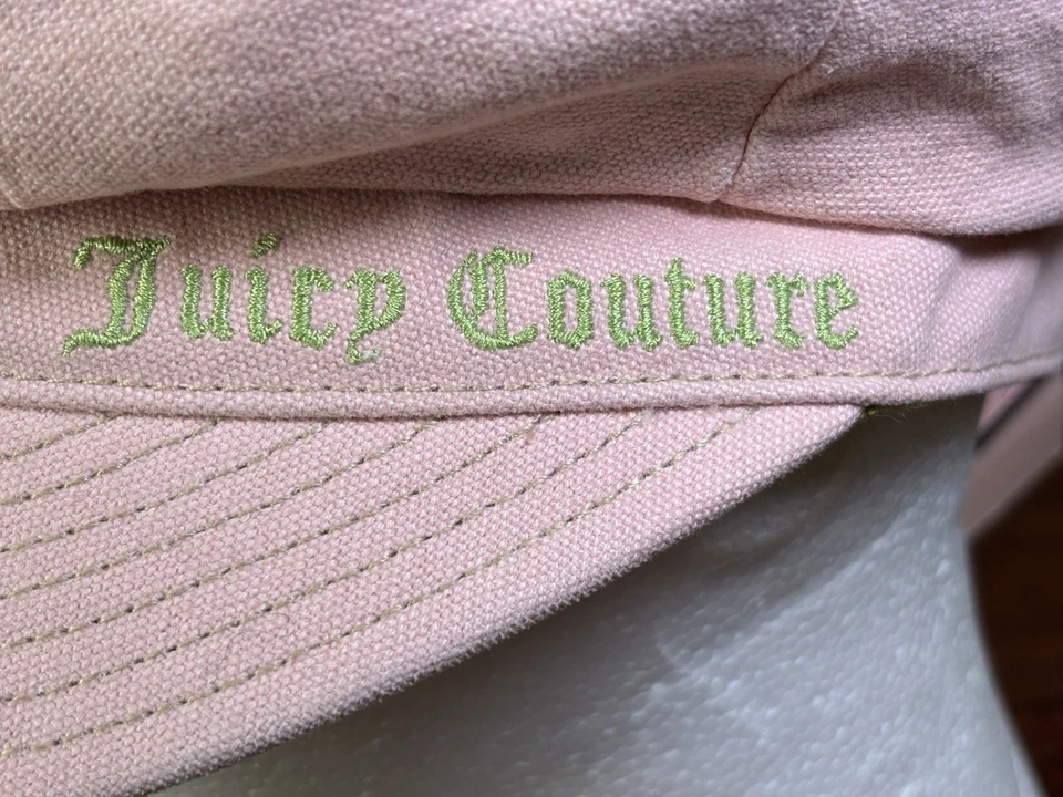 Y2K 复古 Juicy Couture 粉红色绿色报童出租车司机帽子 JUICY SWEET COUTURE 标签 — 第 2/4 张图片
