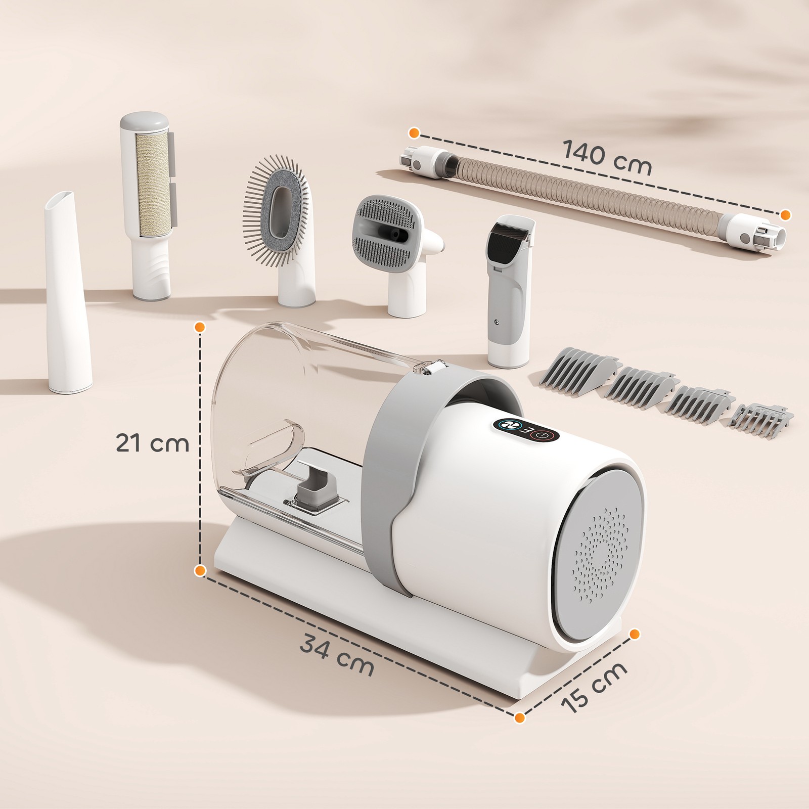 PawHut Kit Toelettatura 2.5L Cani e Gatti 5 in 1 con Aspirapolvere, Tosatrice foto 4