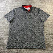 Redvanly Polo Shirt Mens Large Black Gray Golf Performance Stretch