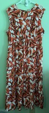 Nine West Sleeveless Midi Dress Fall Colors Multicolored Rayon~Lined~Pockets