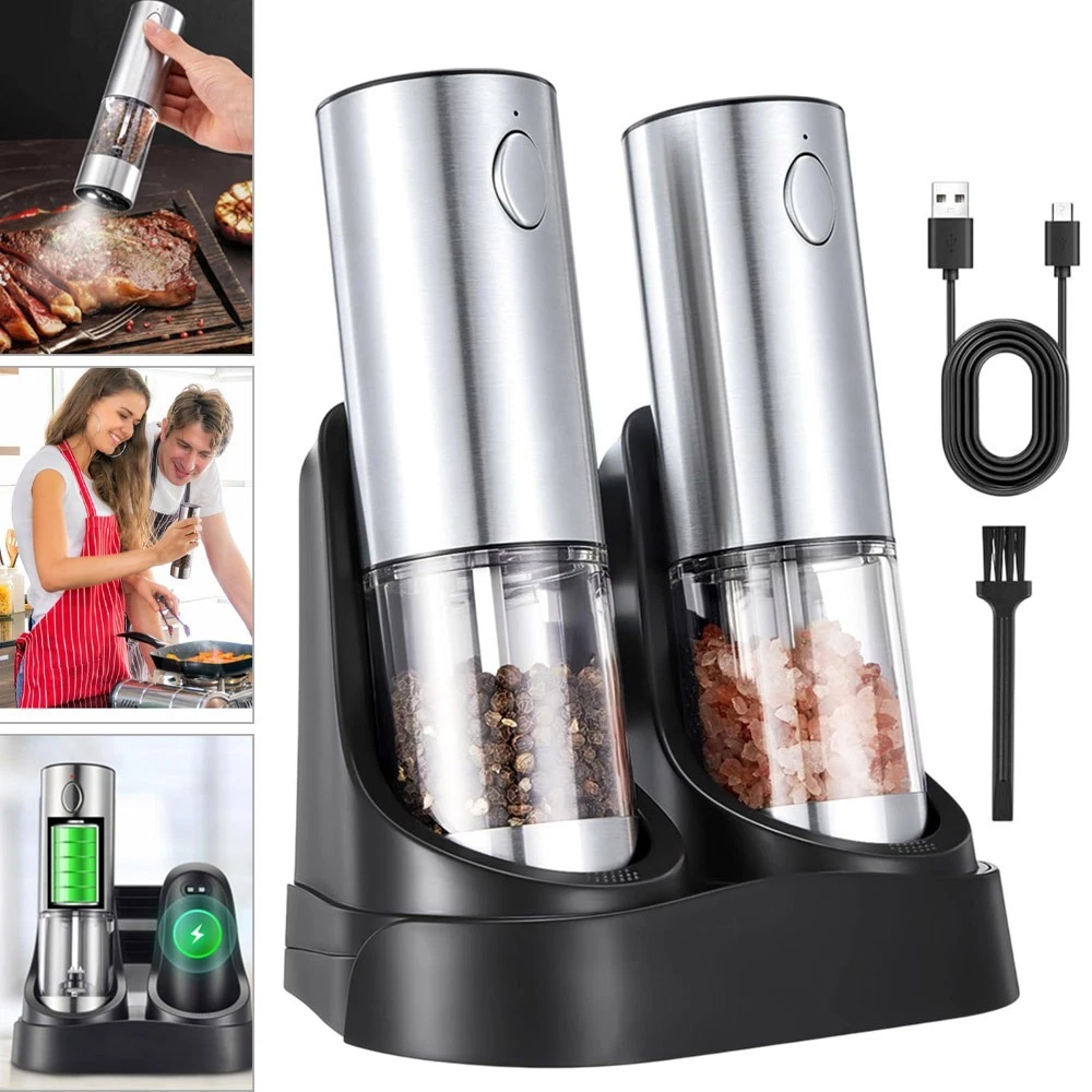 Electric Automatic Salt and Pepper Grinder Set with Adjustable Coarseness UK
Opens in a new window o