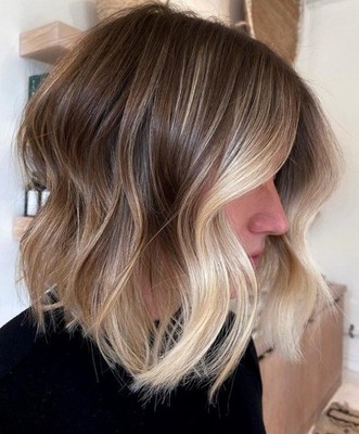 Dark Brown with Light Creamy Blond Highlight Wave 100% Human Hair Lace Front Wig