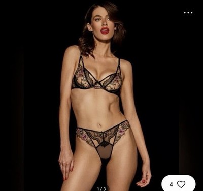 NWT Andreea Black Bra Honey Birdette 34DD/E Retail $120  Bee Hard To Find