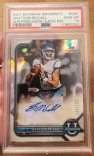 GRAYSON MCCALL 2021-22 BOWMAN UNIVERSITY 1ST CHROME LAVA RC AUTO /199 PSA 10